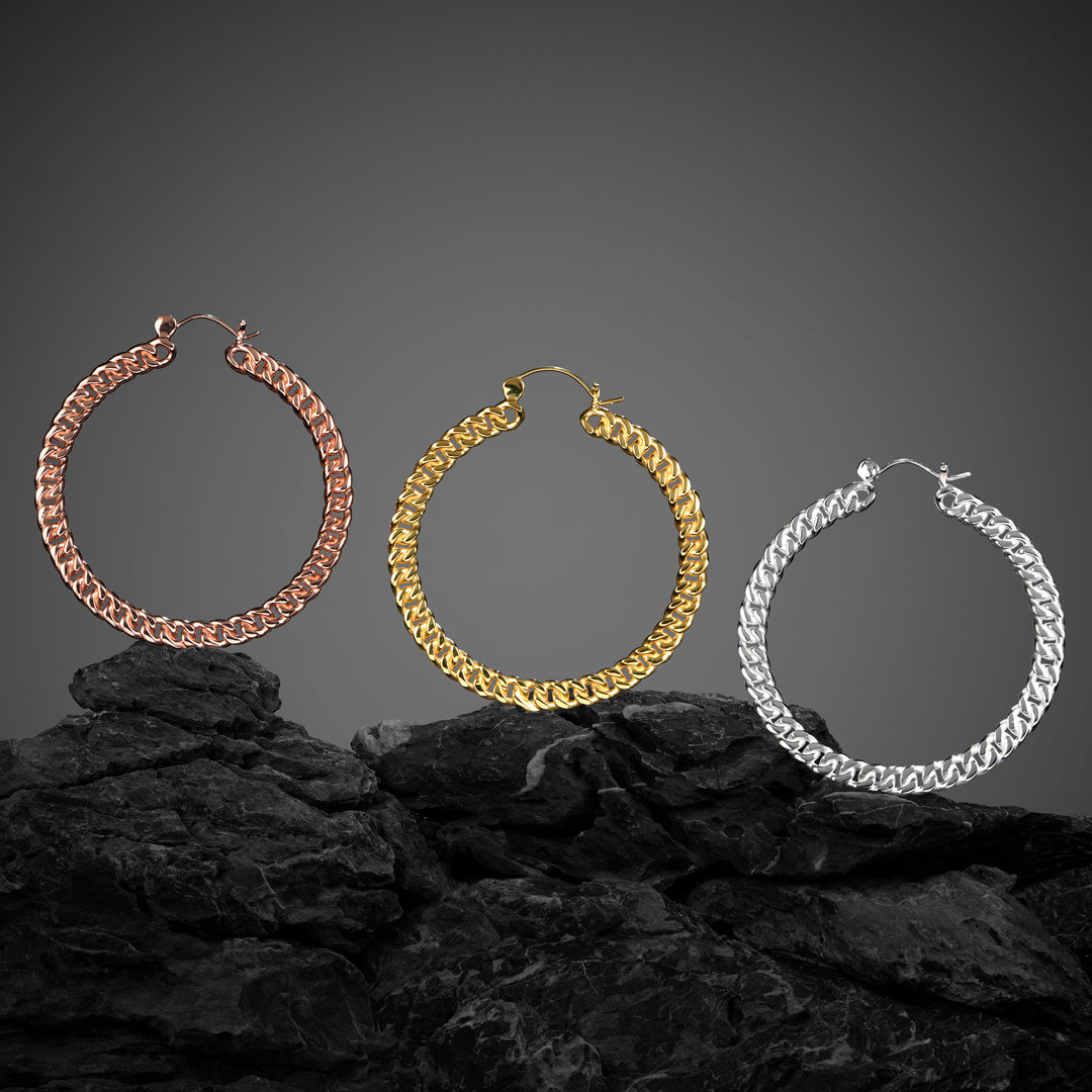 Iconic ‘70s Miami chain-inspired earring hoops, designed for those who love bold, statement jewelry