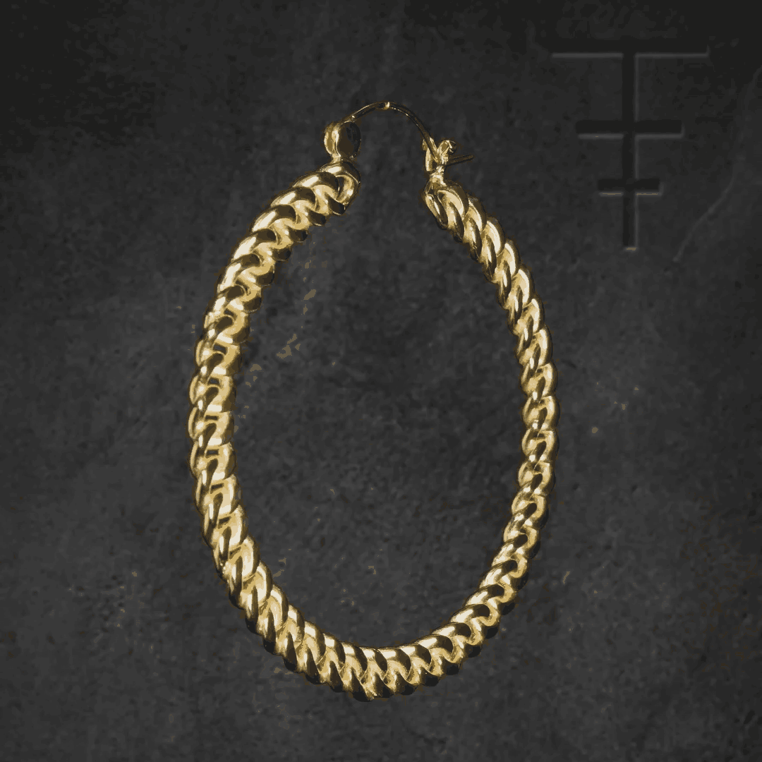 Vintage-inspired Miami chain hoops with bold, thick silhouette