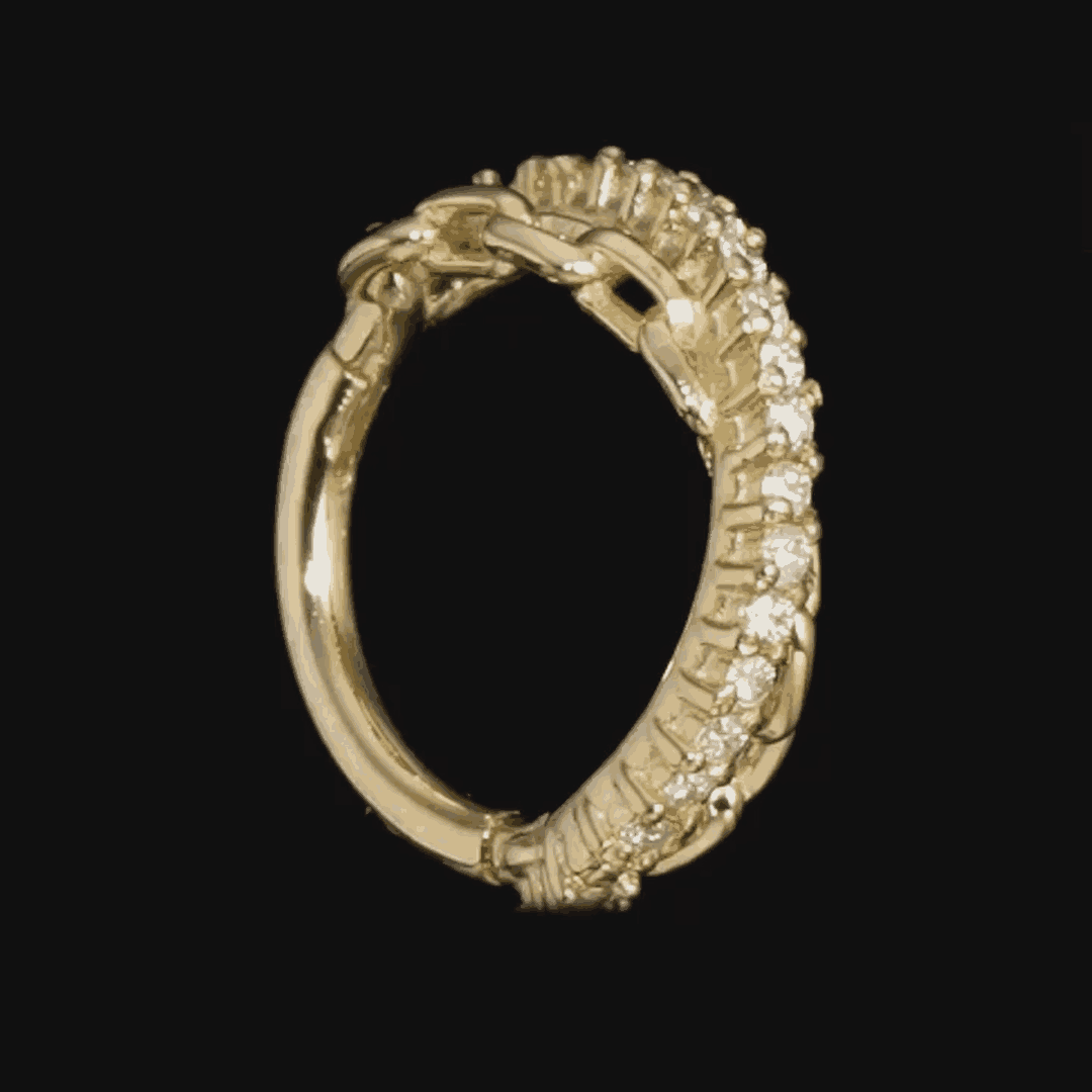 14k gold Fury Clicker with chain link and gemstone band