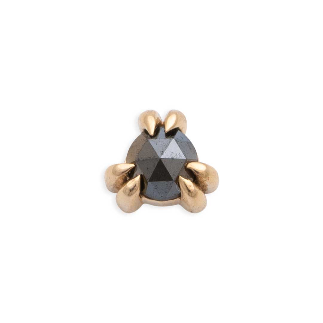 14k gold piercing end with rich black gemstone, everyday jewelry at TAWAPA