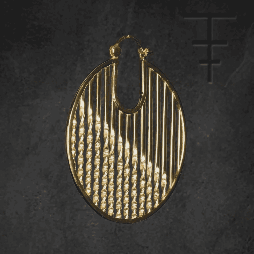 Sculptural hoop earrings with twisting texture in 18k gold, rose gold, or silver plating