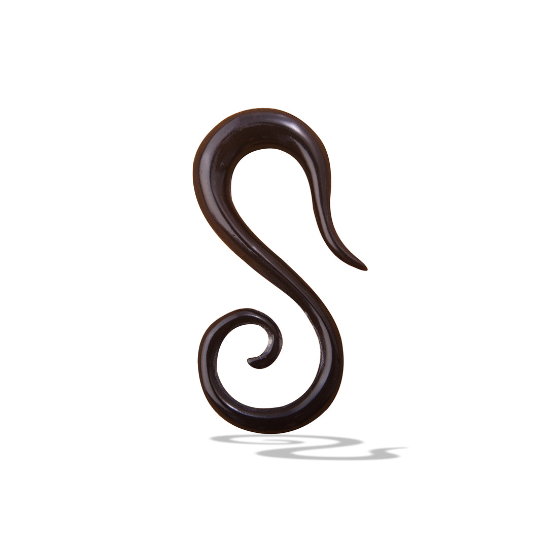 Hand-carved organic horn Hook Spiral hanging design for stretched ears TAWAPA