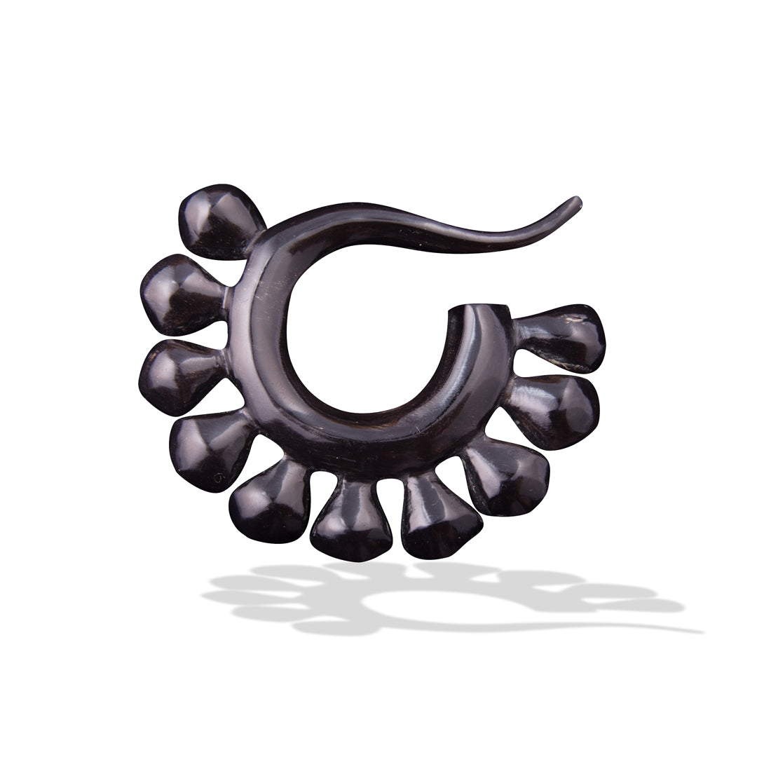 Modern hoop earrings with sculptural orbs, designed for stretched ears