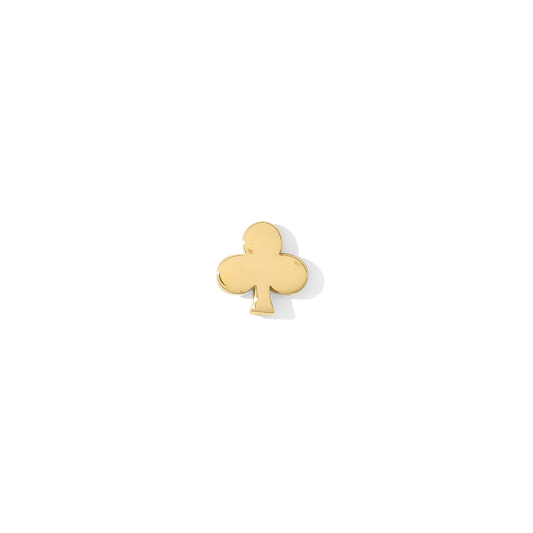 14k gold clubs-shaped piercing end for lobe or helix