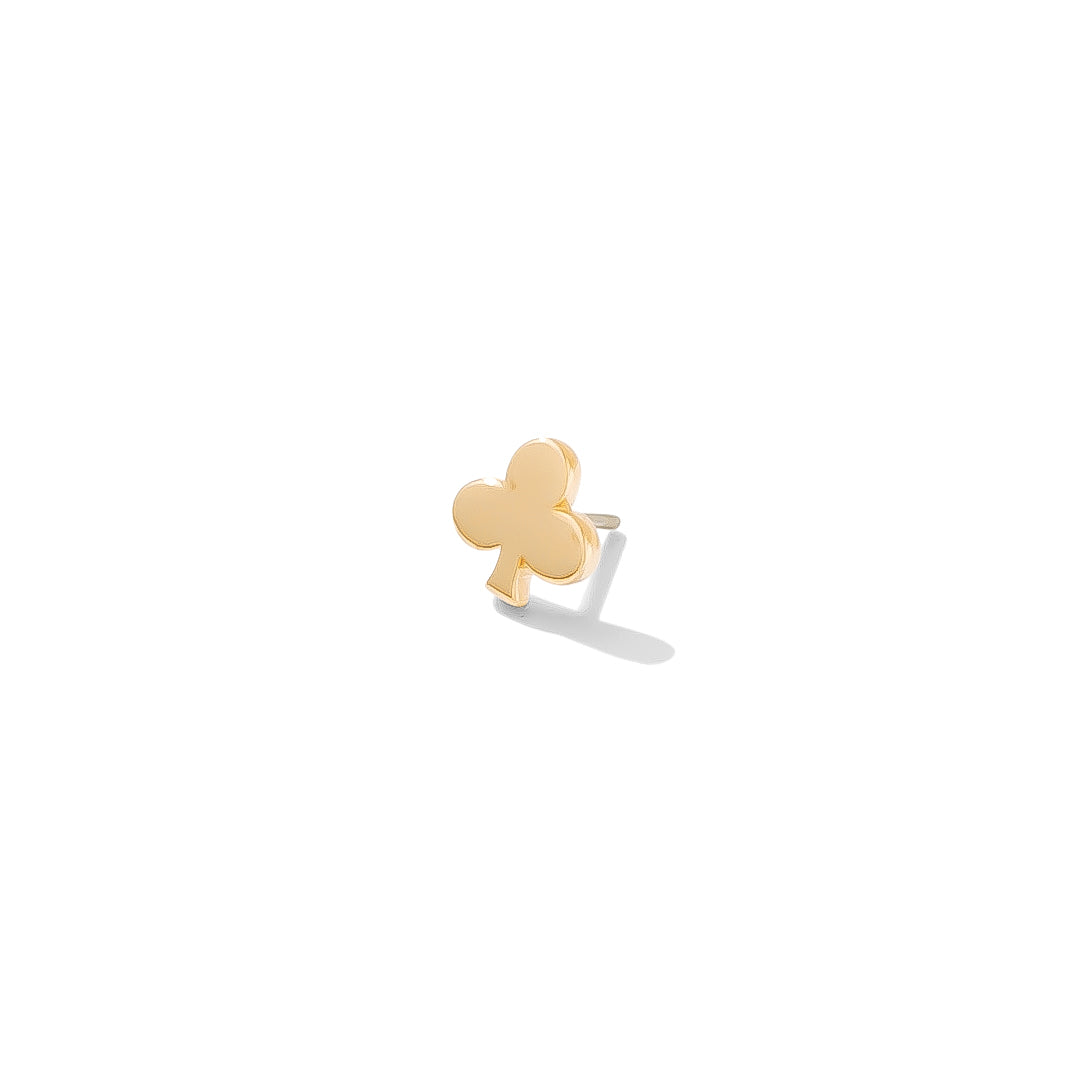Whimsical gold clubs stud for ear or nostril piercings