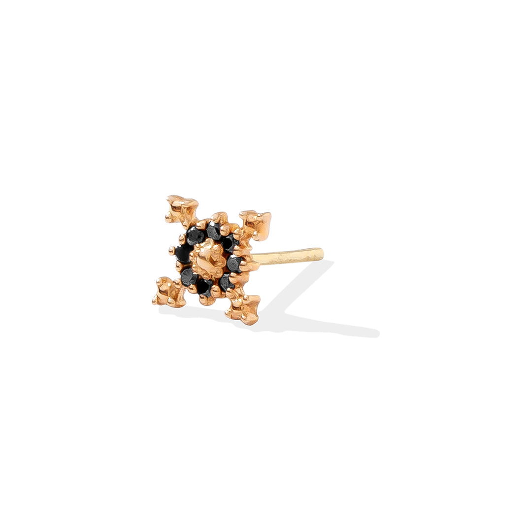 Idol Earring Stud Solid 14k with Black Diamond