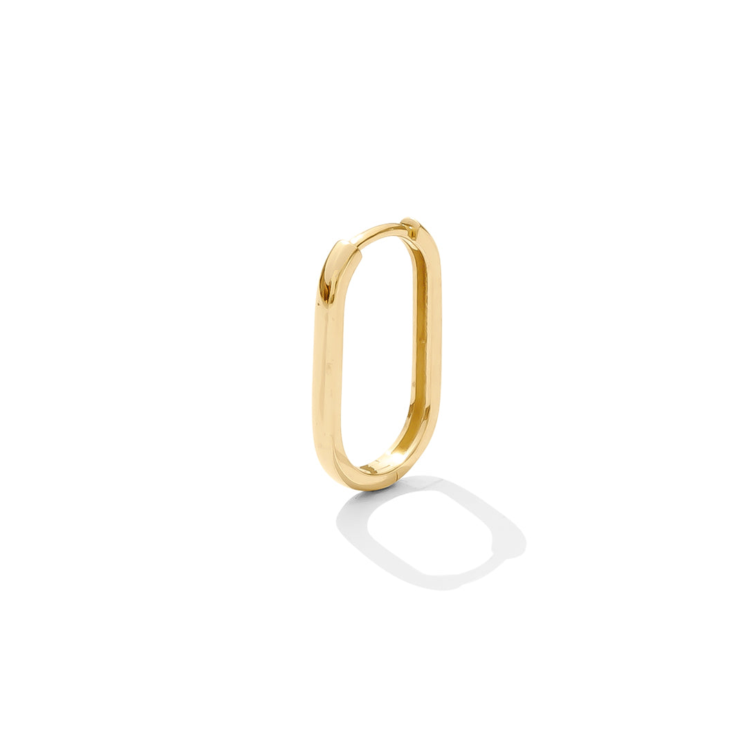 Lola Earring 18k gold vermeil with sleek oval shape and squared edges vertical position, modern minimalist design by TAWAPA
