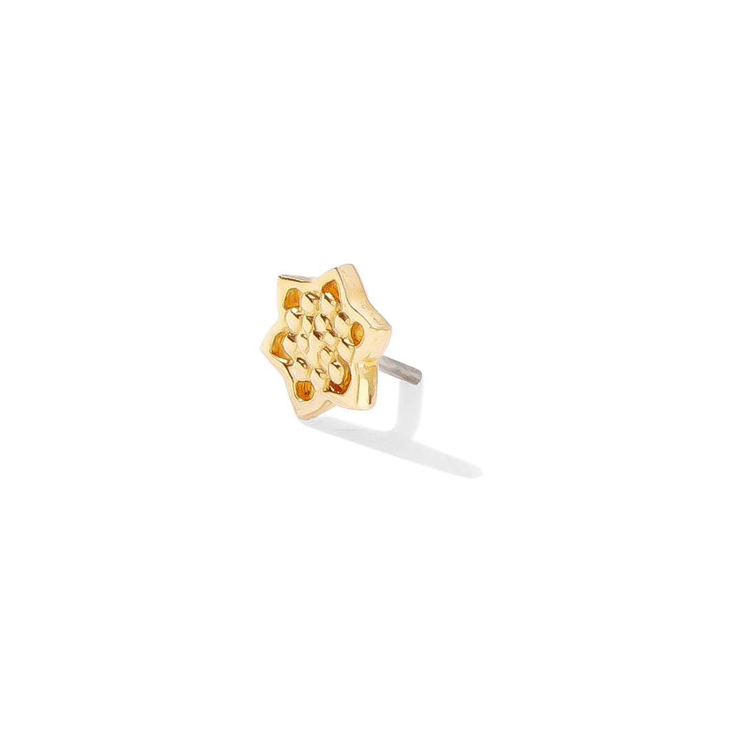 14k gold Micro Lotus Pin delicate, dainty design perfect for a refined and stunning piercing accent.