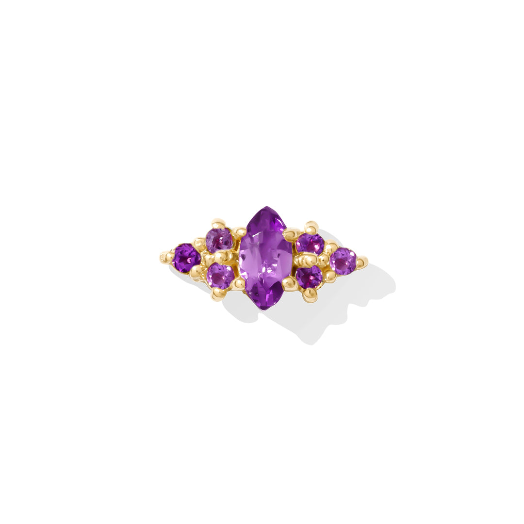 marquise cut gold threadless piercing pin purple diamond/gemstone