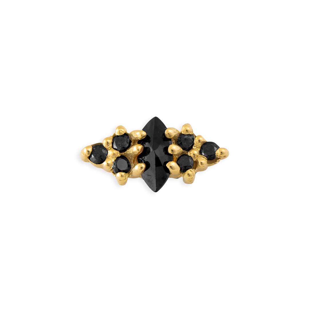black stone threadless 14k gold marquise piercing pin
