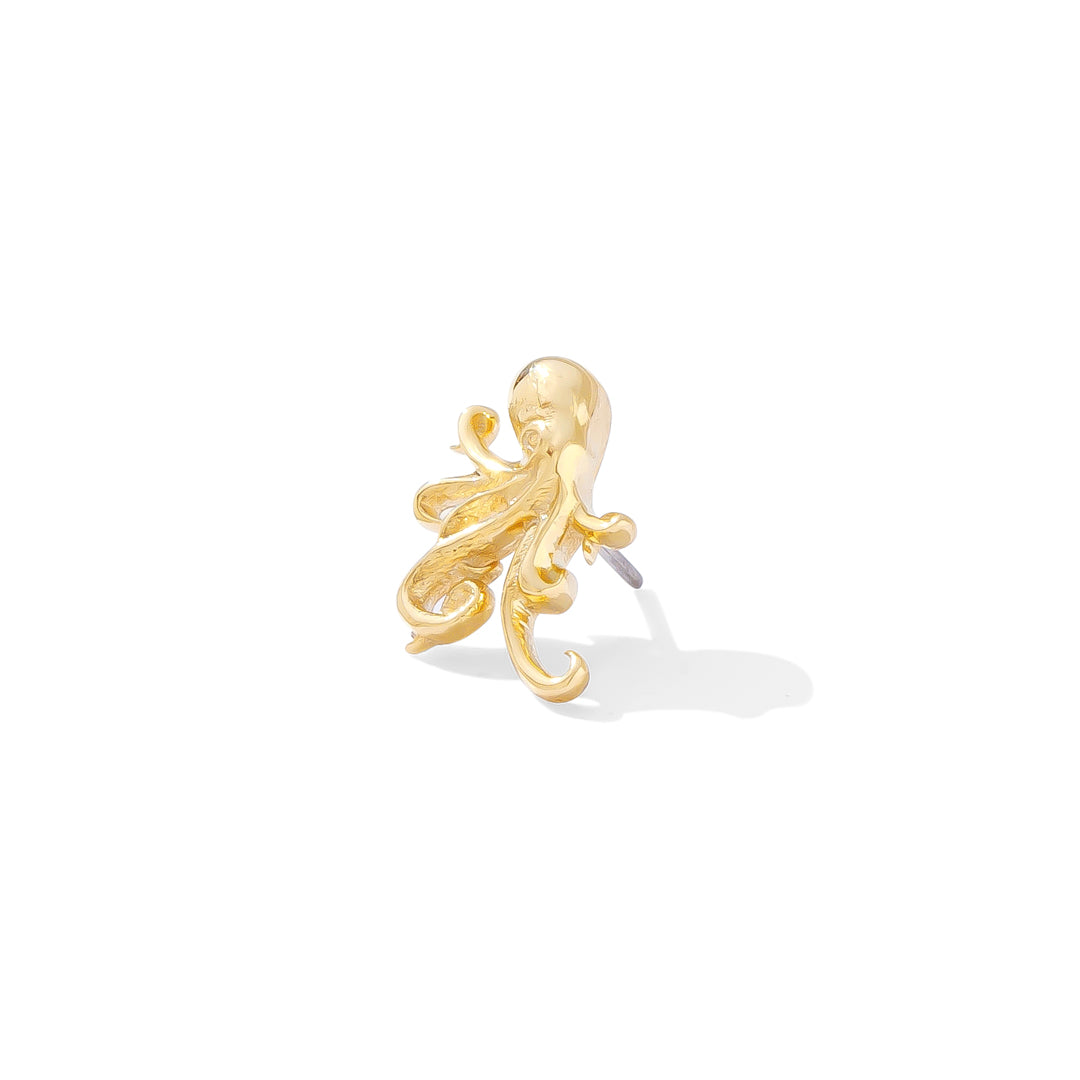 TTjewelry Vintage Octopus Brooch Pin With Topaz Austria Crystals - Gold Tone Animal Jewelry