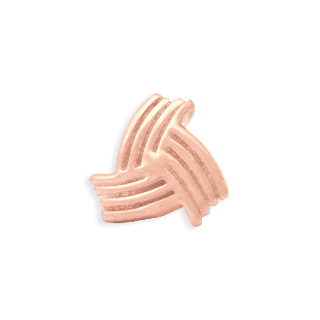 Gold threadless pin with fluid swirl design