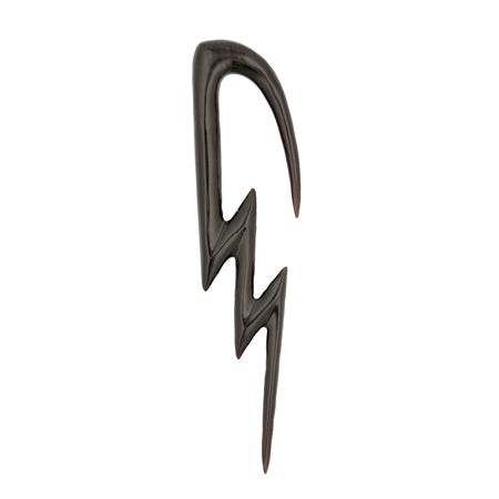 Hand-carved horn Lightning Bolt design in organic material for stretched lobes TAWAPA