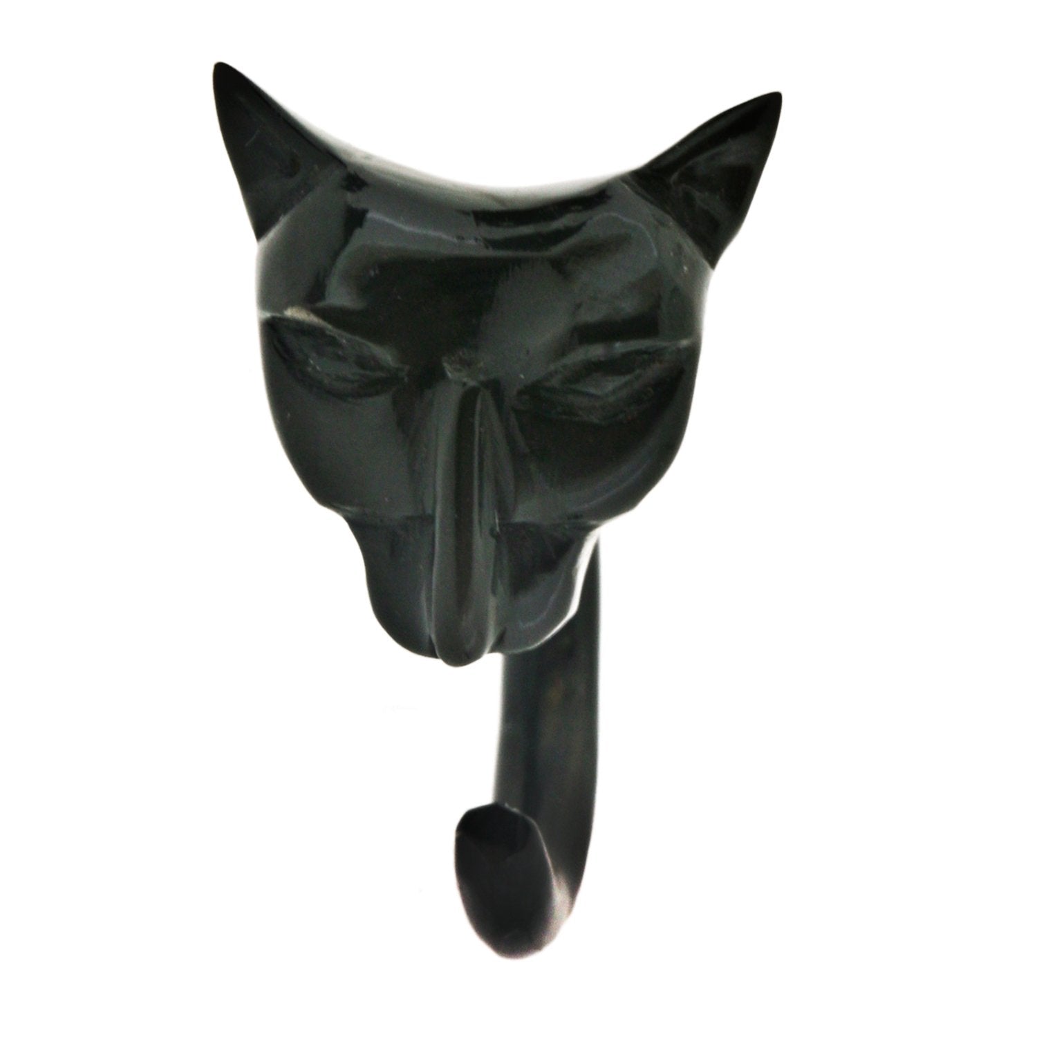 Egyptian Cat handcarved organic horn C-shaped design for stretched ears TAWAPA