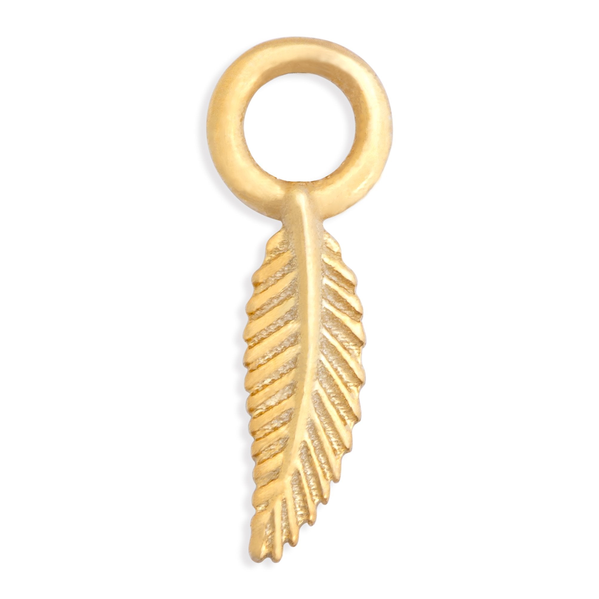 Long Leaf Charm Solid 14k
