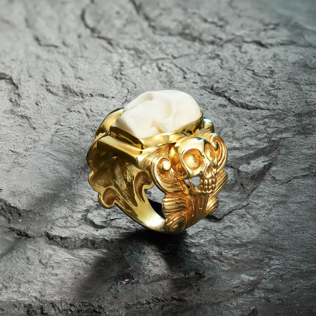 one-of-a-kind hand-carved skull ring for collectors