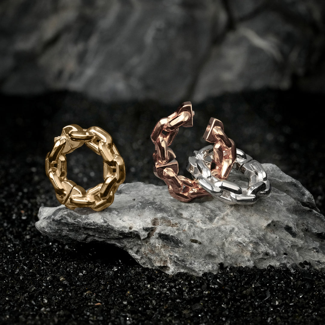 Statement ear weights for gauged ears with chain link design