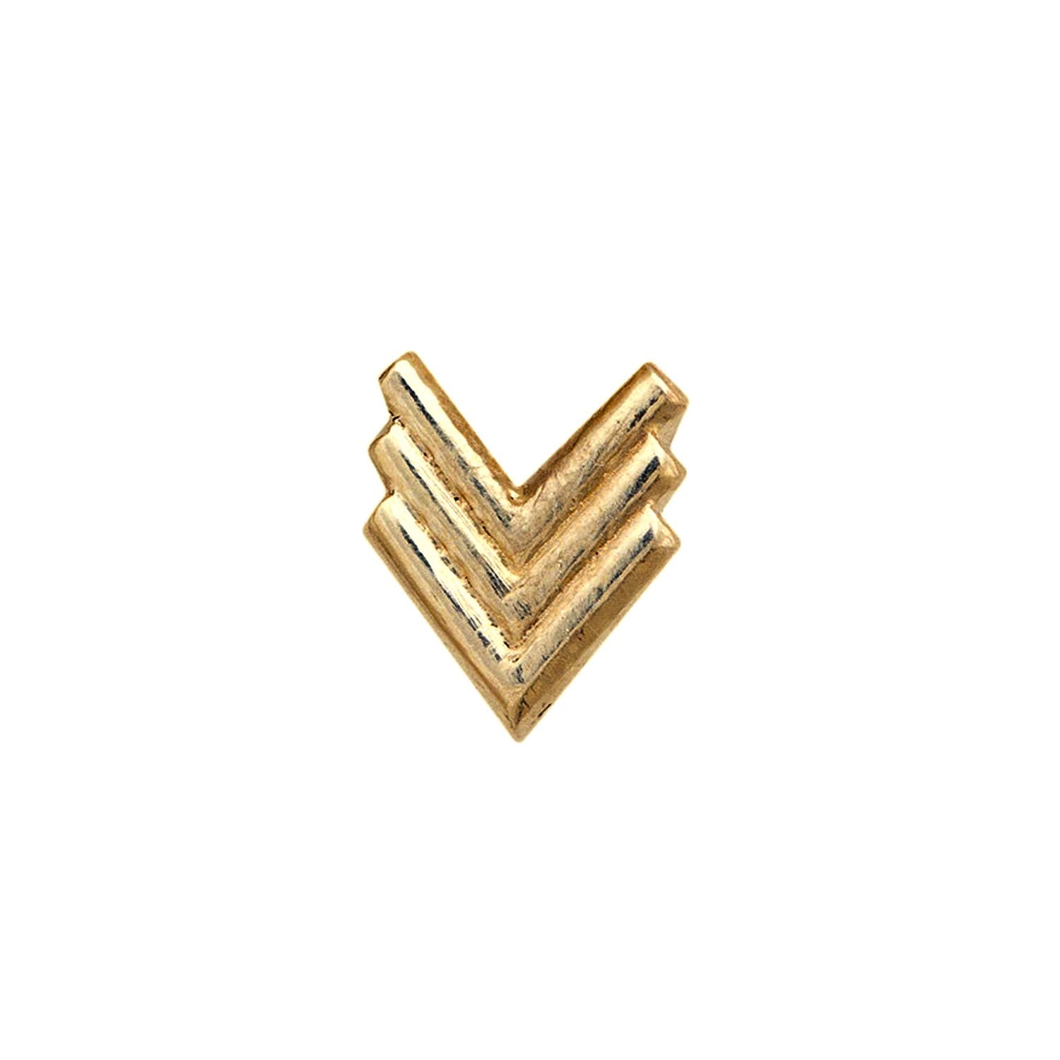 14k gold chevron threadless end pin for ear piercings TAWAPA