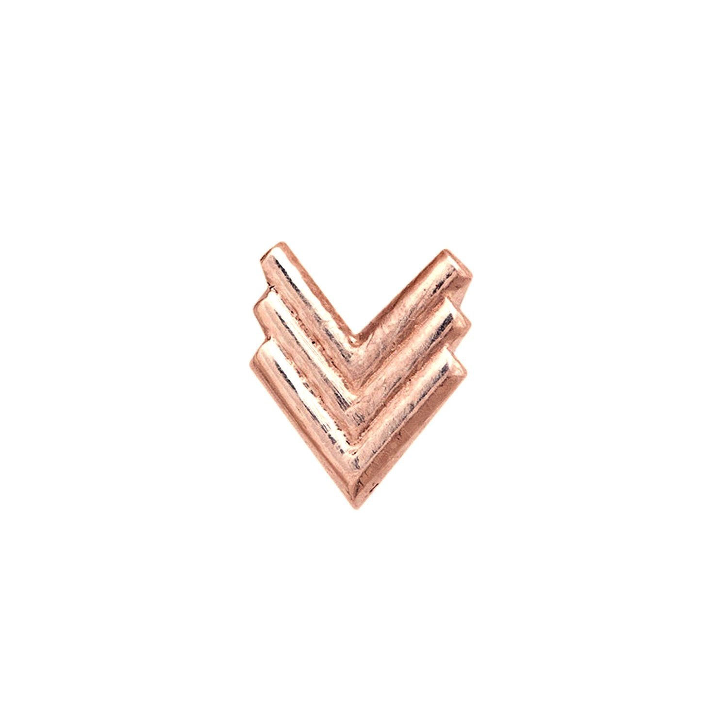 14k rose gold chevron threadless end pin for ear piercings TAWAPA
