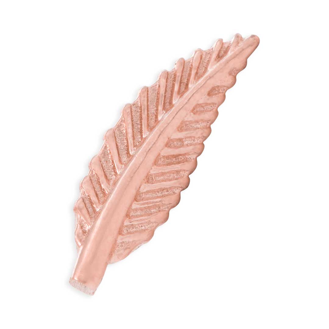 Rose Gold Long Leaf threadless pin for nature-inspired piercings

