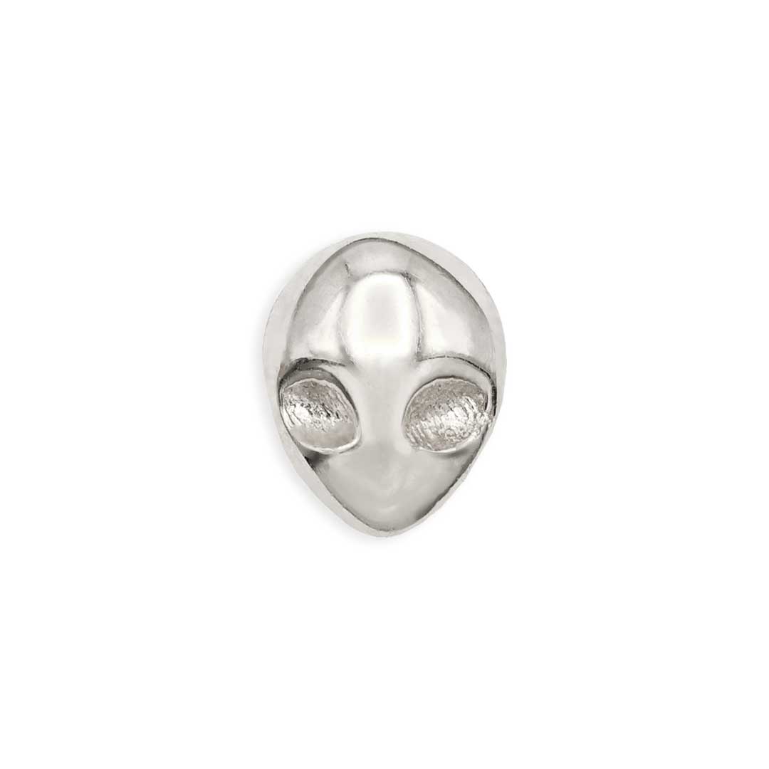 Solid 14k white gold alien inspired threadless end
