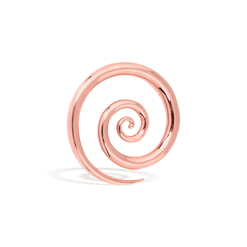 Brass spiral earring for ear stretching, plated in 14k gold or silver, ideal for ear care