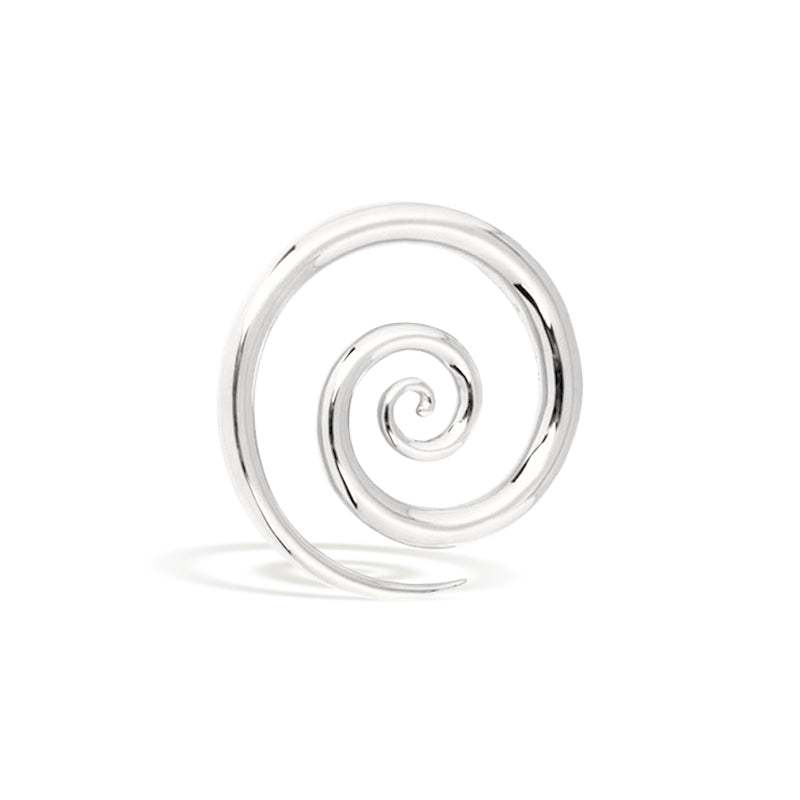 Spiral earring for ear stretching, made from solid brass with 14k gold or silver plating, perfect for resting between stretches