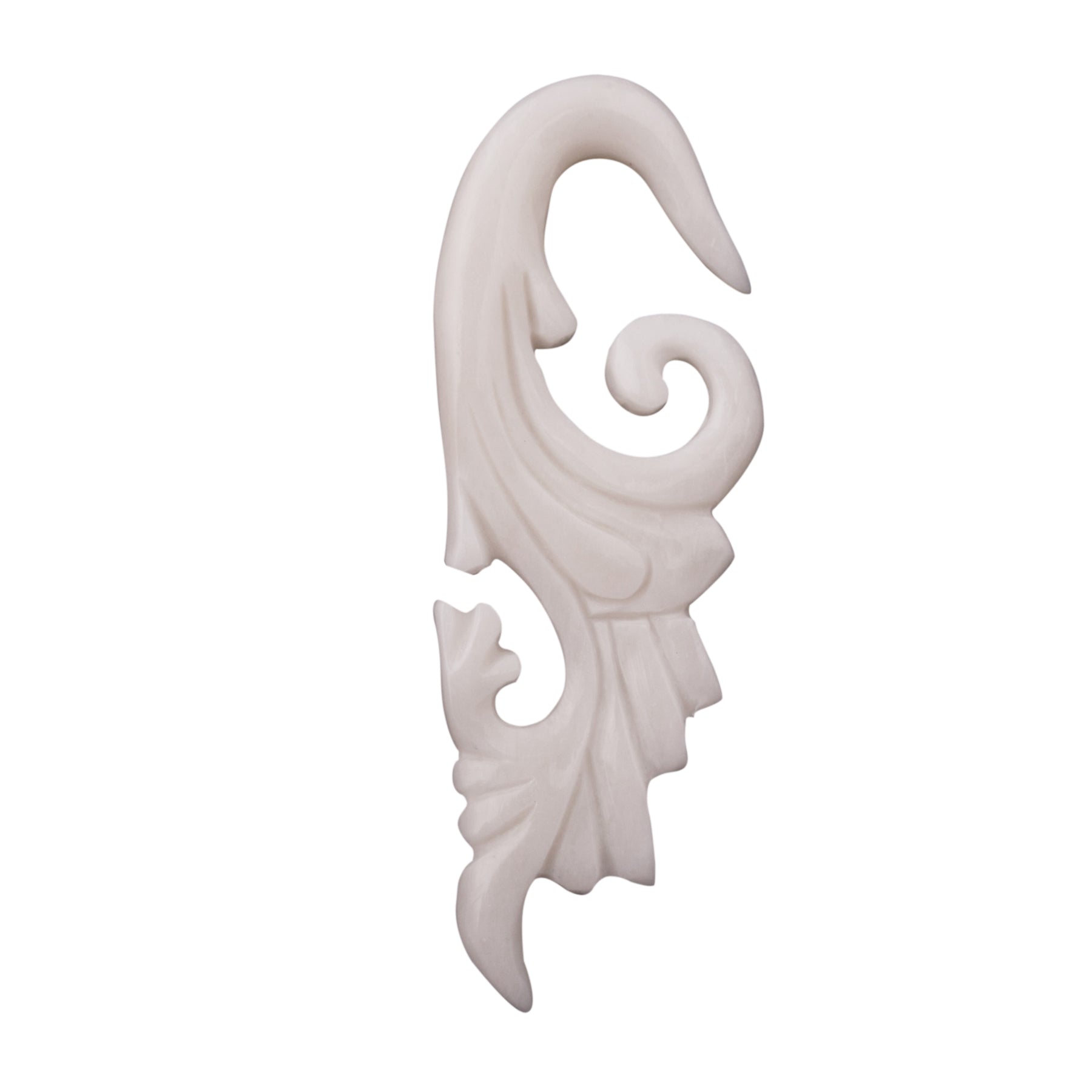 Vintage-style leaf motif earrings, organic elegance for stretched piercings handcarved bone TAWAPA