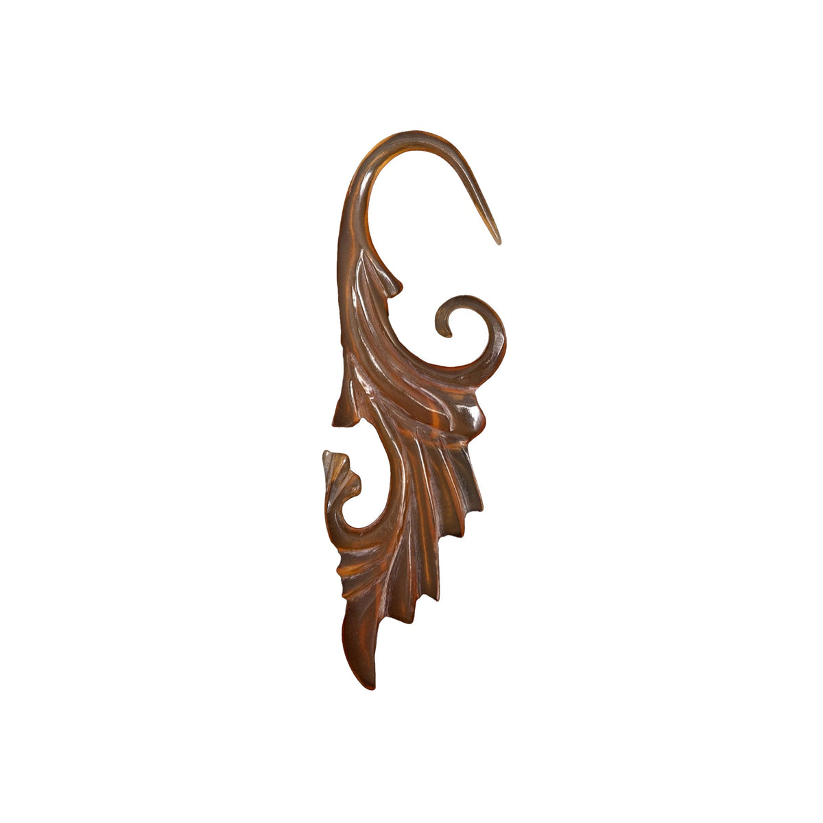 Vintage-style leaf motif earrings, organic elegance for stretched piercings handcarved light horn TAWAPA