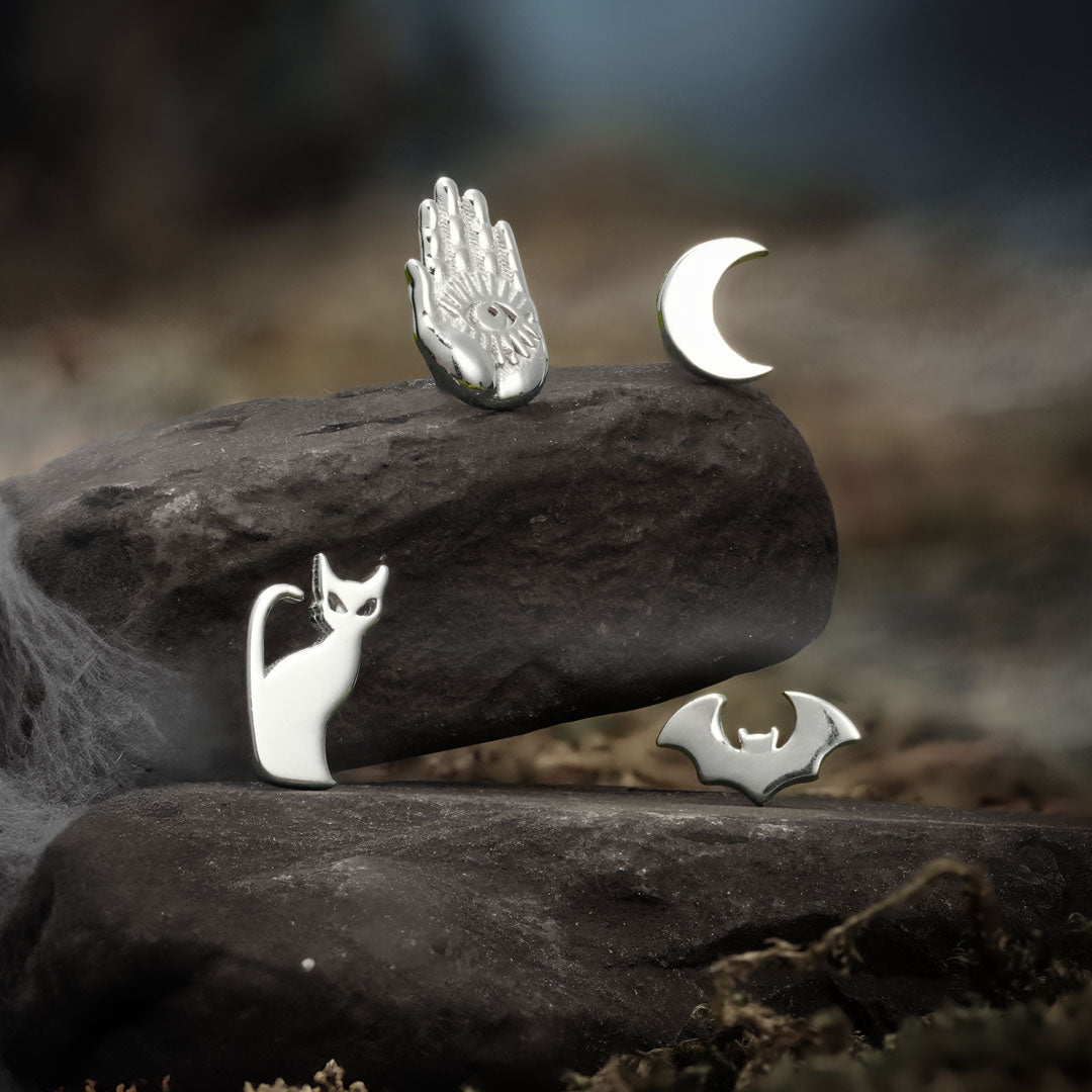 Witchy-White gold Halloween inspired jewelry at tawapa