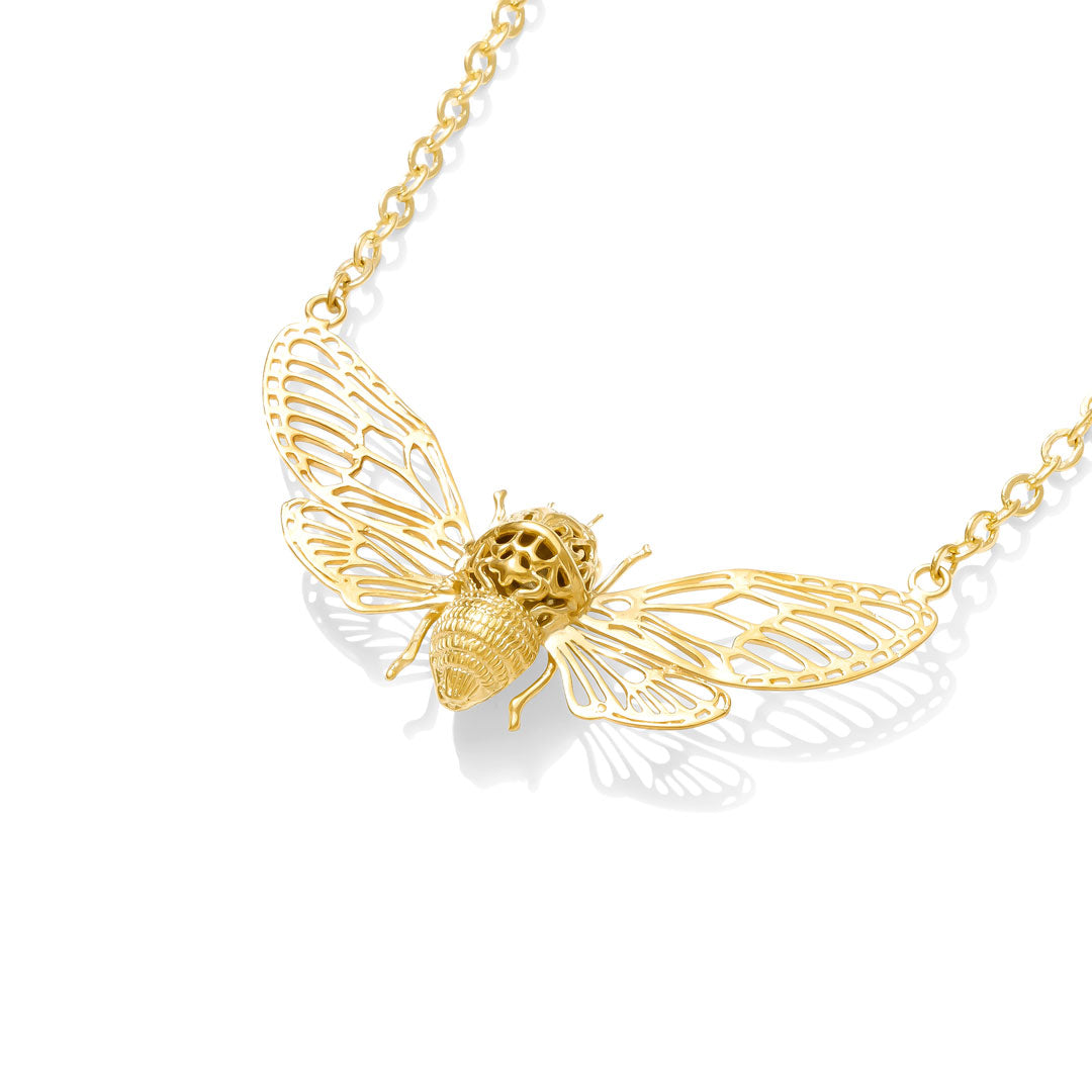 whimsical gold bee necklace for everyday wear
