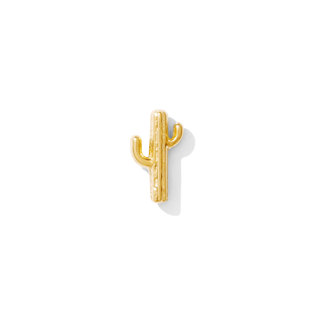 Cactus threadless end in 14k yellow gold for ear or facial piercings made in los angeles by TAWAPA