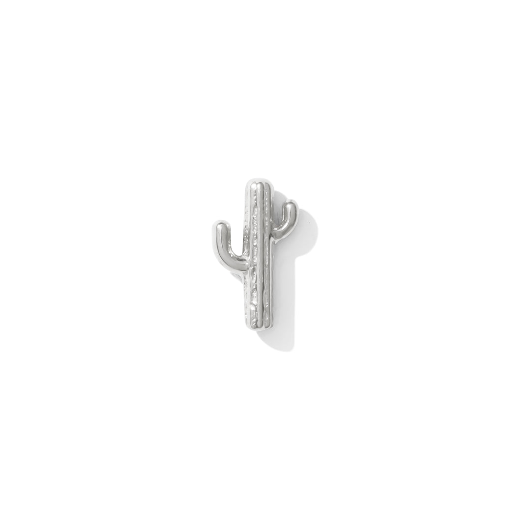 Cactus threadless end in 14k white gold for ear or facial piercings made in los angeles by TAWAPA