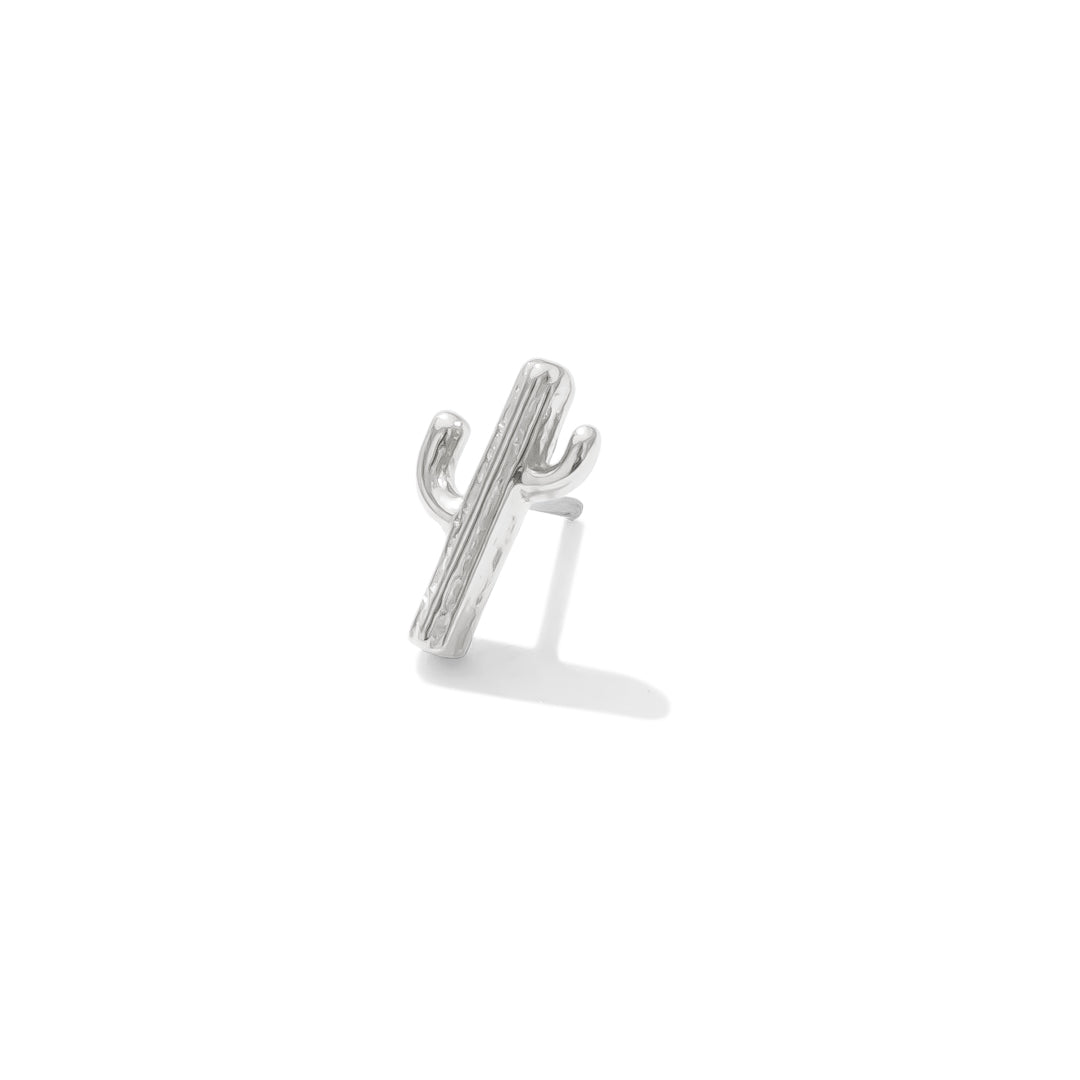Cactus threadless end in 14k white gold for ear or facial piercings TAWAPA