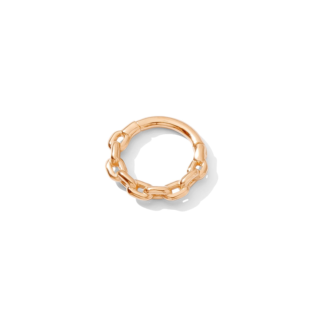 Chain Link Clicker in rose gold vermeil for septum or nostril piercings, handcrafted by TAWAPA