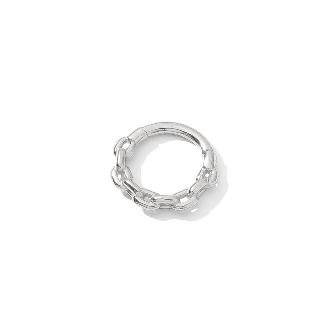Chain Link Clicker in sterling silver for septum or nostril piercings, handcrafted by TAWAPA