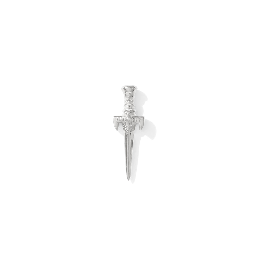 14k white Gold dagger shaped threadless end on a white background TAWAPA