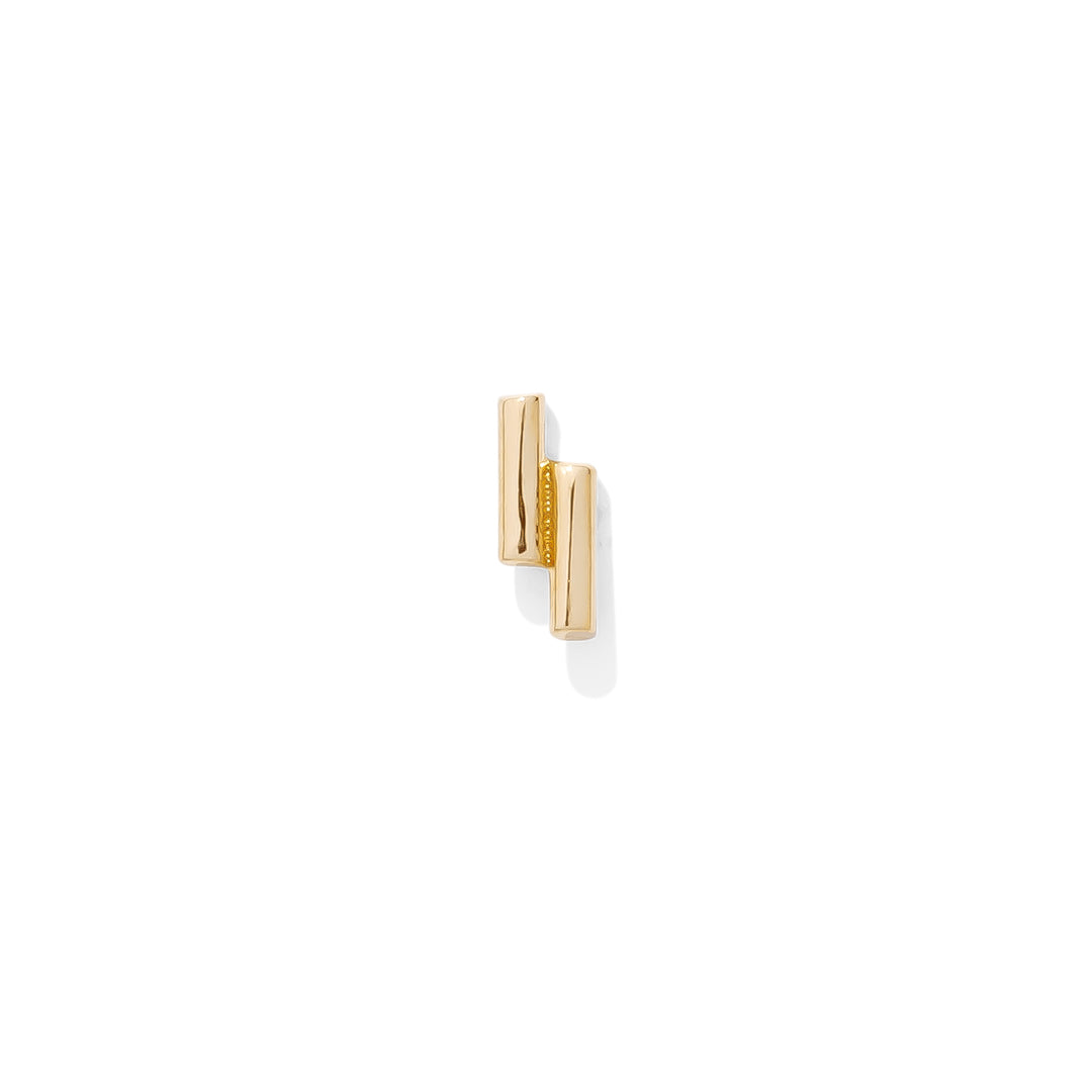 Modern gold piercing jewelry featuring double rod design.
