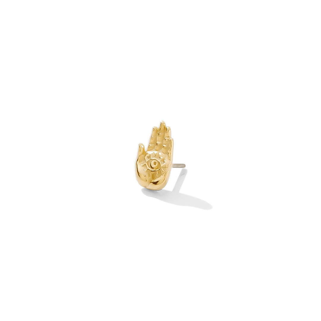 14k gold hand and eye threadless end for lobe or helix