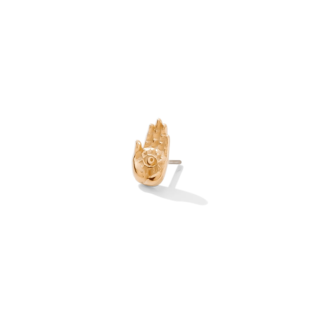 occult-inspired hand and eye threadless piercing piece