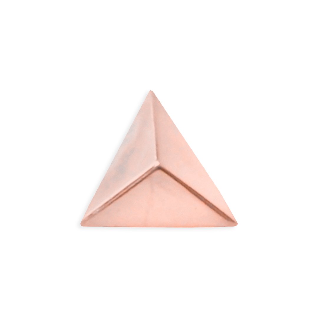 Geometric Tetra Pyramid threadless pin for minimalist piercings, Rose gold jewelry