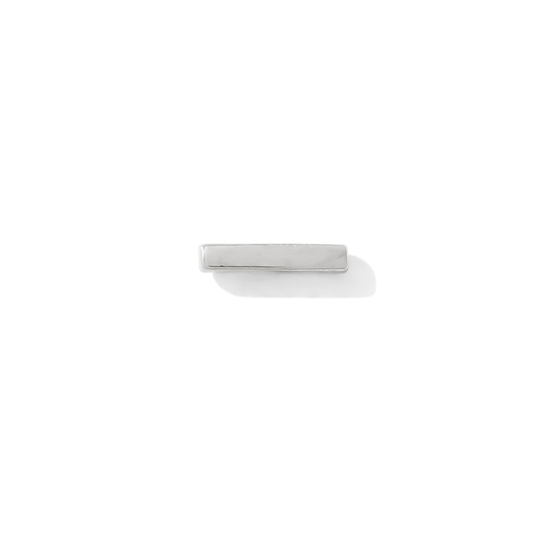 14k White Gold rectangular bar on a white background TAWAPA piercing jewelry