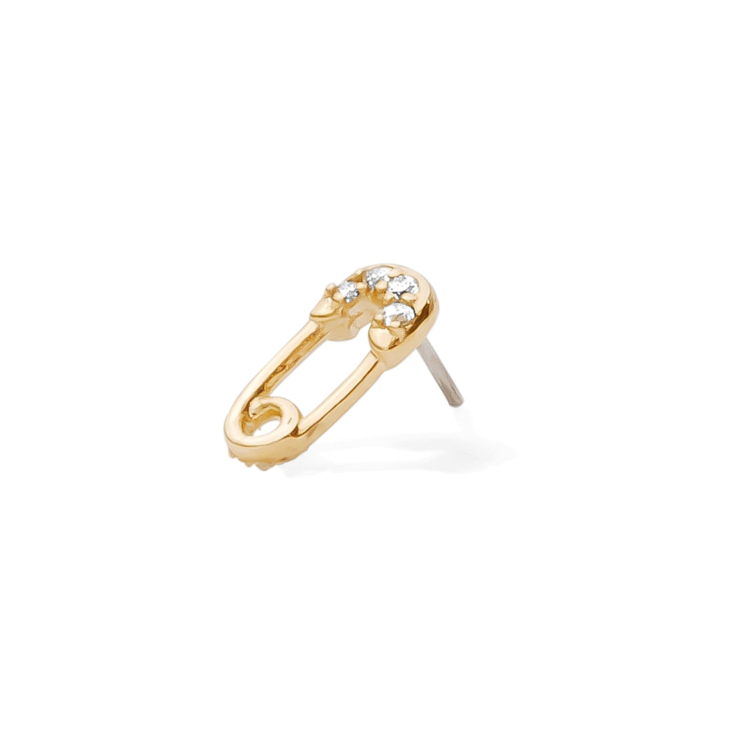 Safety Pin with Gemstones | 14k Threadless Ends | TAWAPA