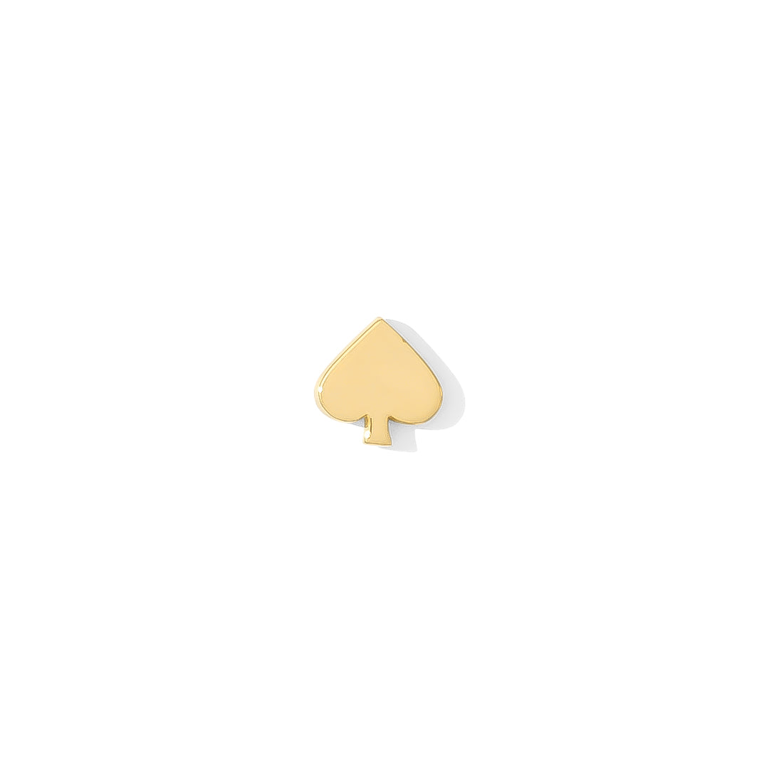 Whimsical gold spade stud for ear or nostril piercings