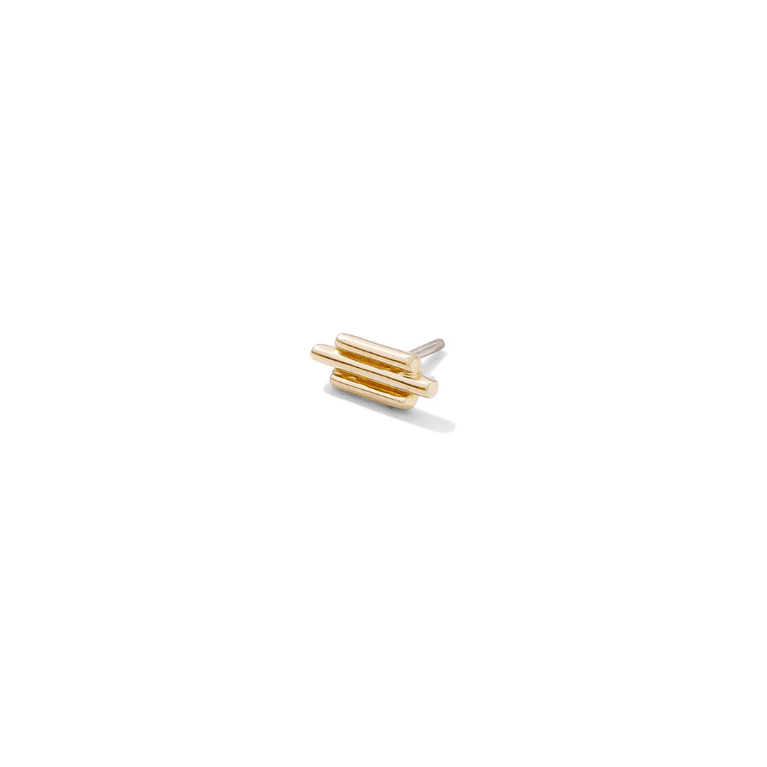 Gold triple pod ear lobe pin