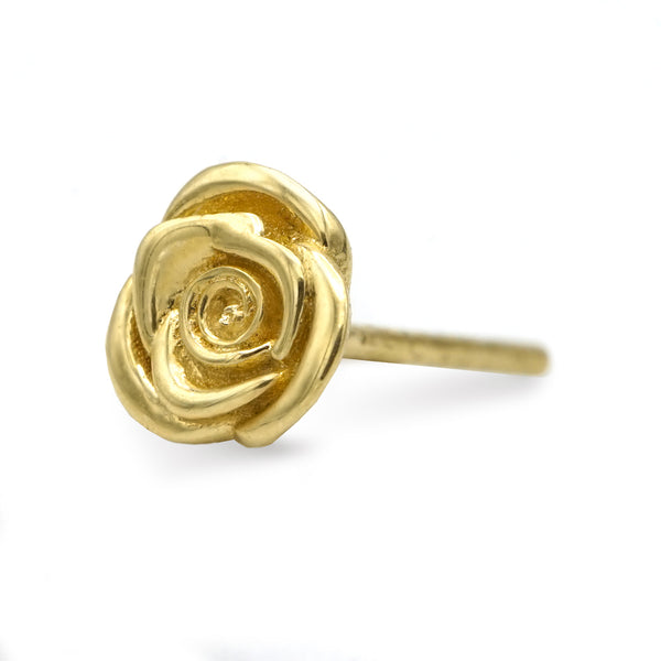 Rose Earring Stud Solid 14k
