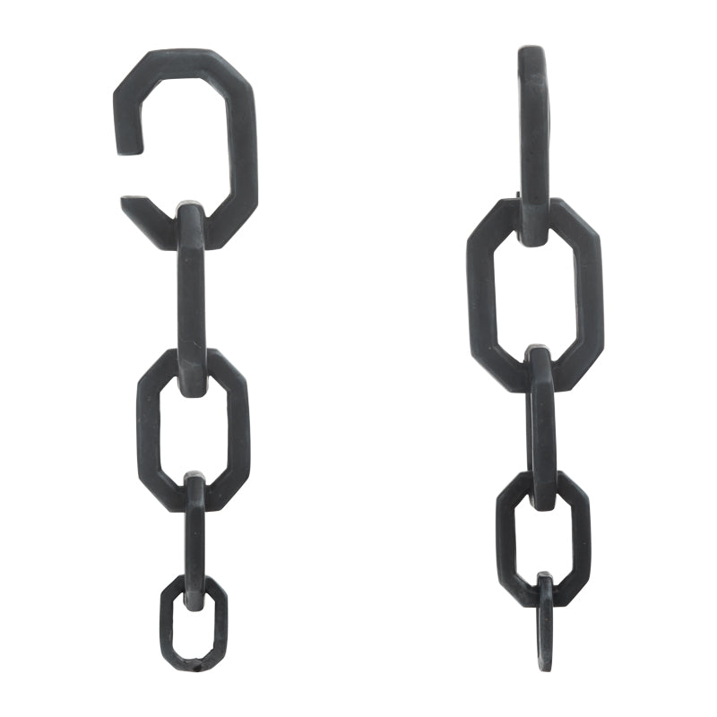 Handcrafted Brass Chain Link Weights for stretched ears with tapered links, 4mm wearable size Gunmetal finish.