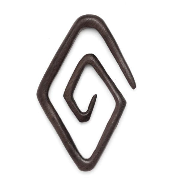 Diamond Spiral hanging design hand-carved ebony for stretched ears TAWAPA